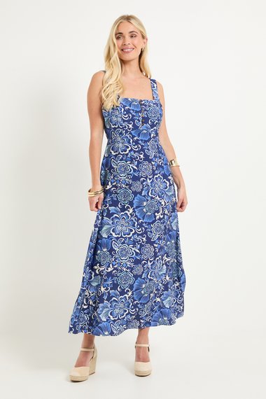 Petite Floral Button Maxi Dress