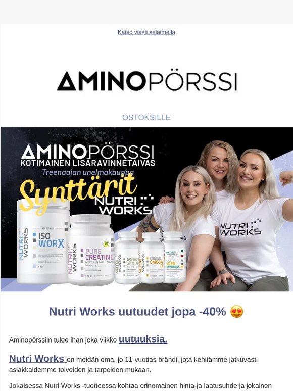NUTRI WORKS uutuudet jopa -40%