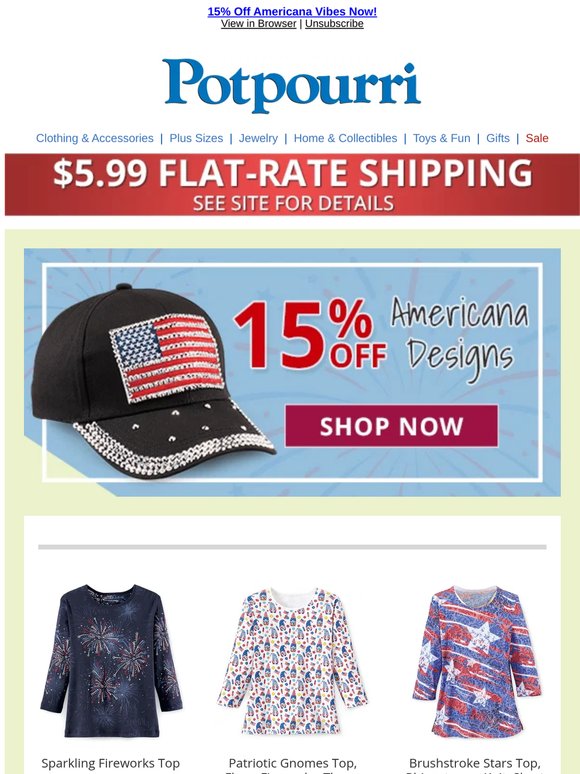 Hurry! 15% Off Americana-Inspired Fashion
