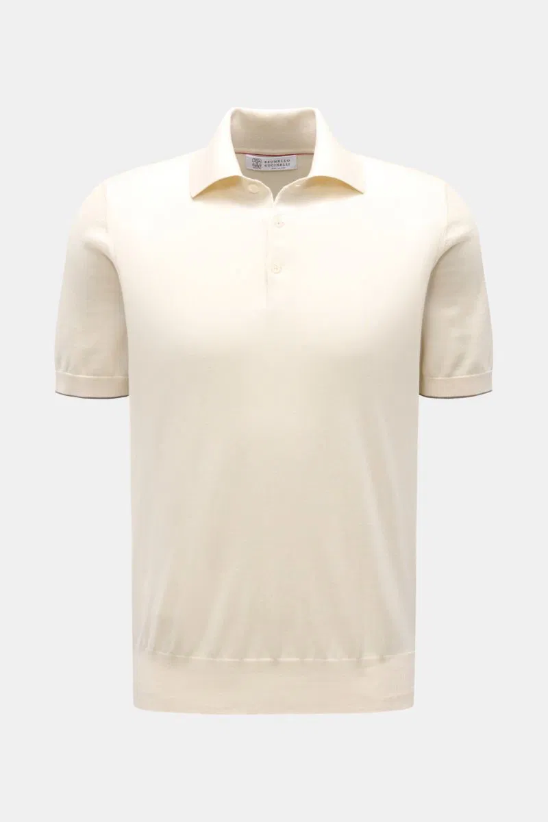 Kurzarm-Strickpolo creme