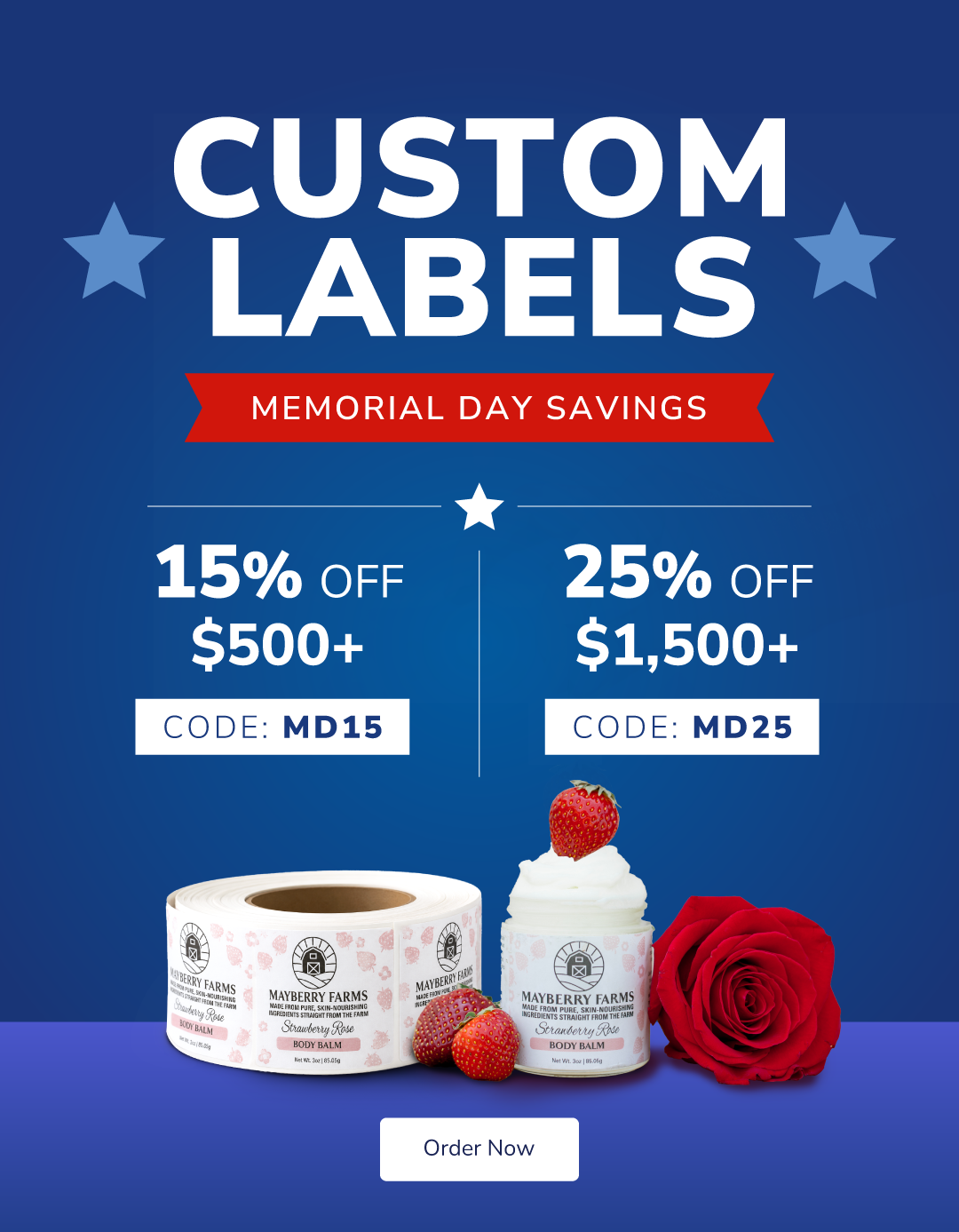 Memorial Day Savings on Custom Labels! 15% off $500+ with code: MD15 | 25% off $1500+ with code: MD25