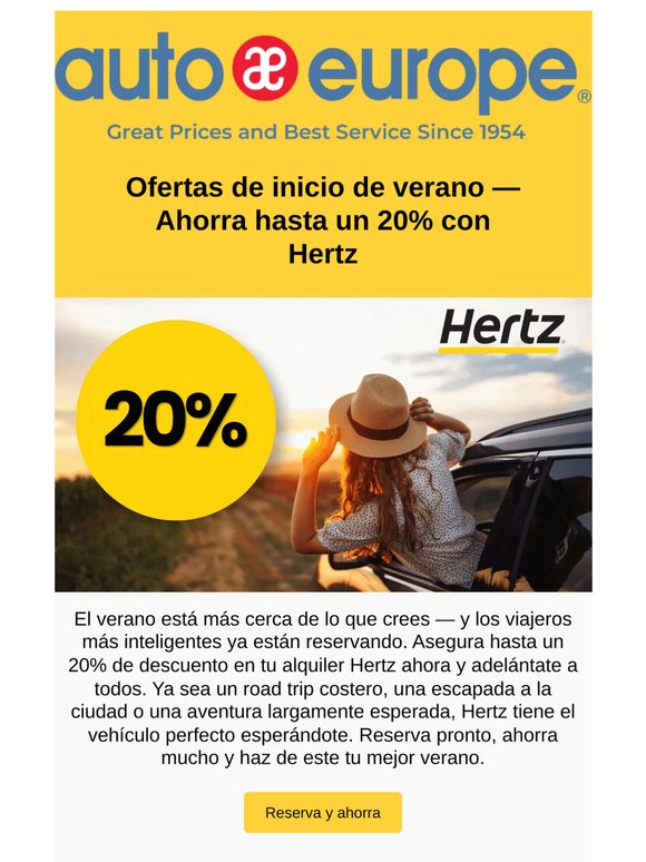 Oferta exclusiva Hertz: ahorra hasta un 20% en todo el mundo