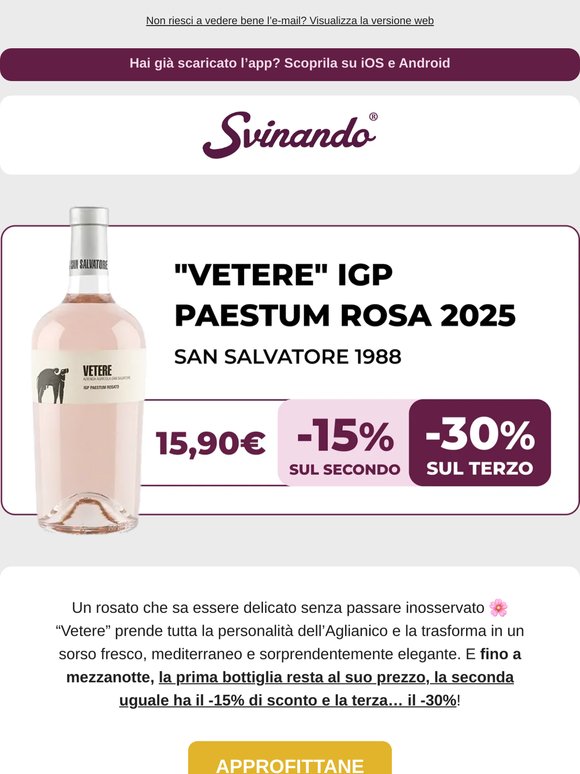 [Più prendi, meno spendi fino a mezzanotte] ⏰ “Vetere” IGP Paestum Rosa