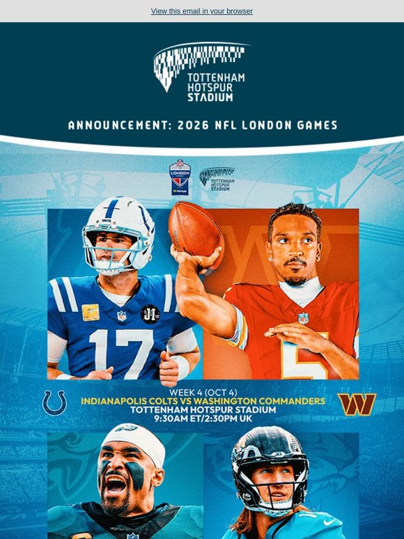 NFL Teams Announced for 2026 London Games 🔥