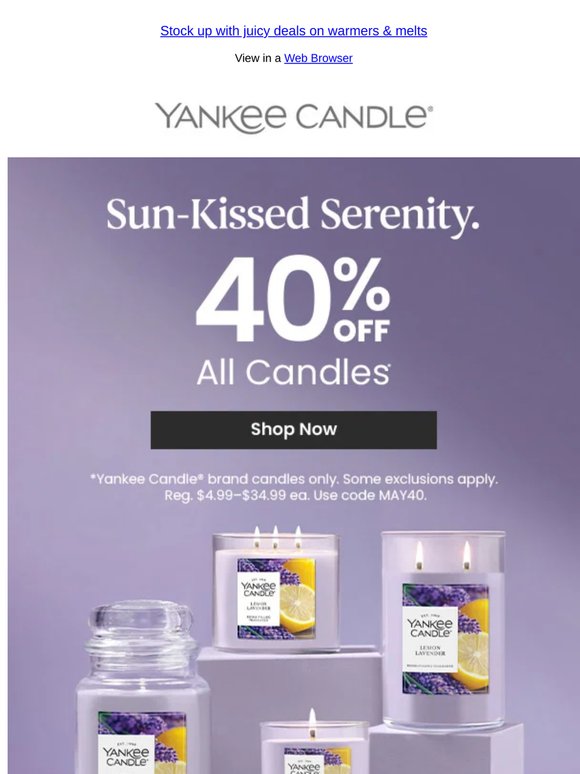 Freshly Squeezed Savings 🍋 40% Off Candles
