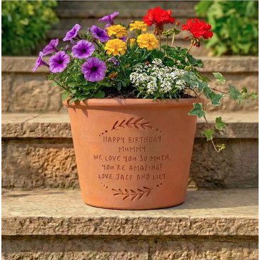 Engraved Message Round Plant Pot