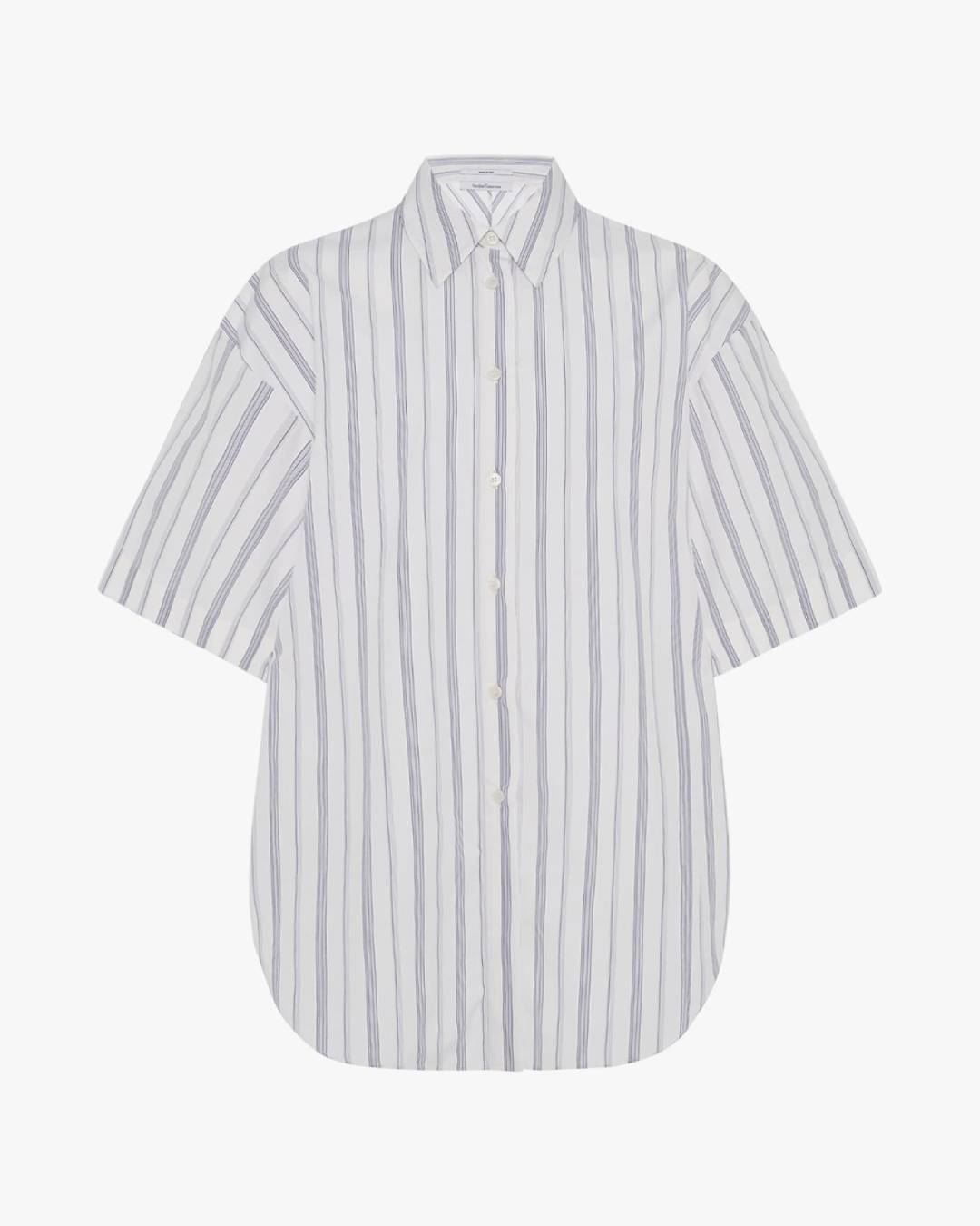 Short Sleeve Shirt White/Navy Stripe
