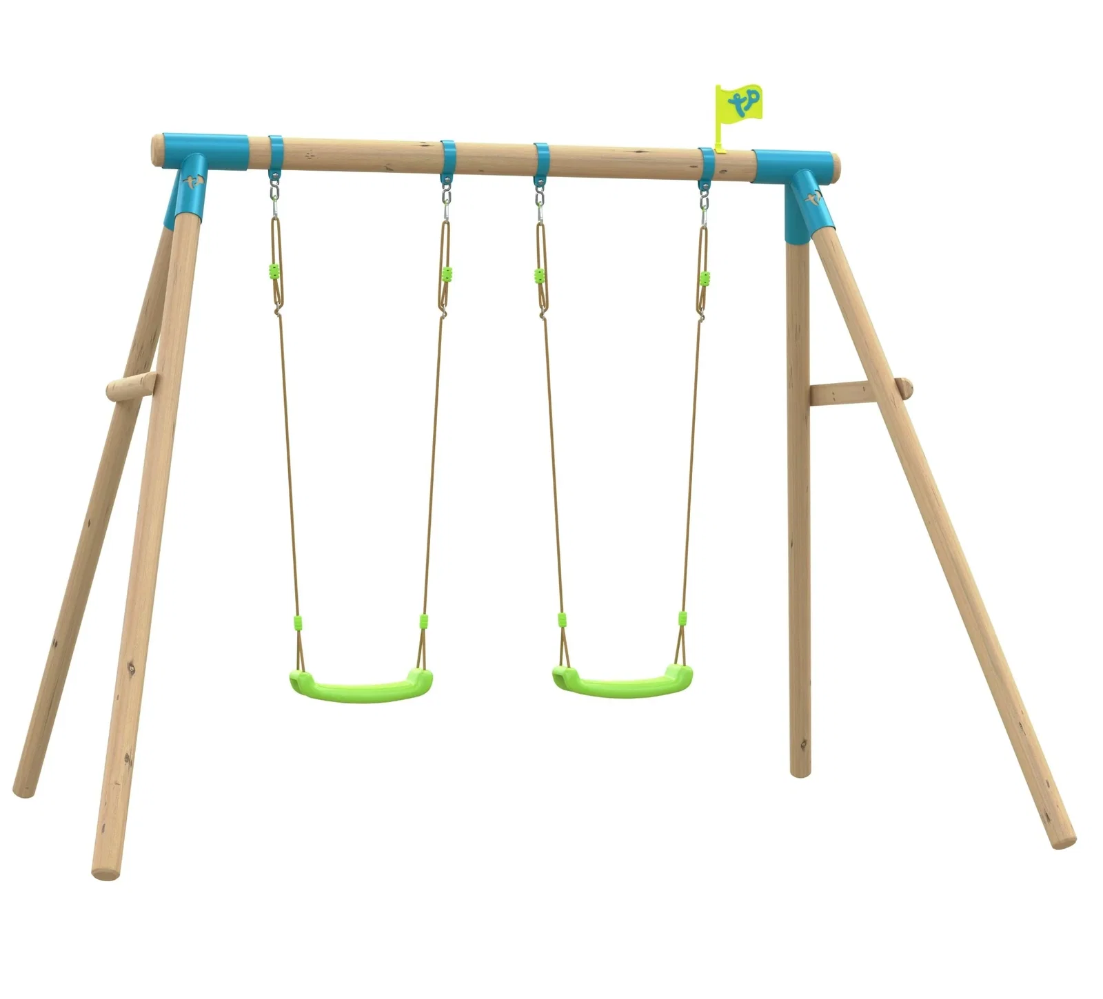 Image of TP Sherwood Wooden Double Swing Set with 2 Roped Rapide Seats - PEFC certified
