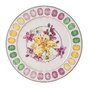 Idyllia service plate, Porcelain, Crystal print motif, Bouquet, Multicolored