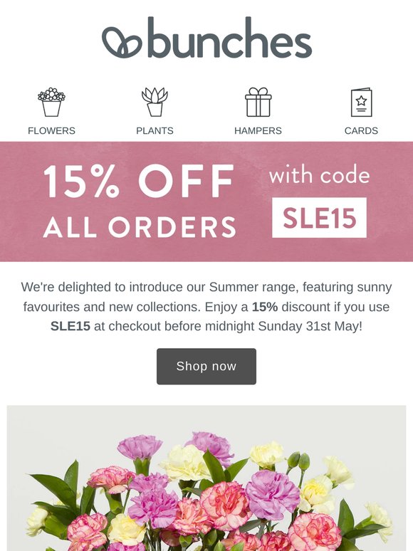 Shop our new summertime blooms and save 15% with code SLE15
