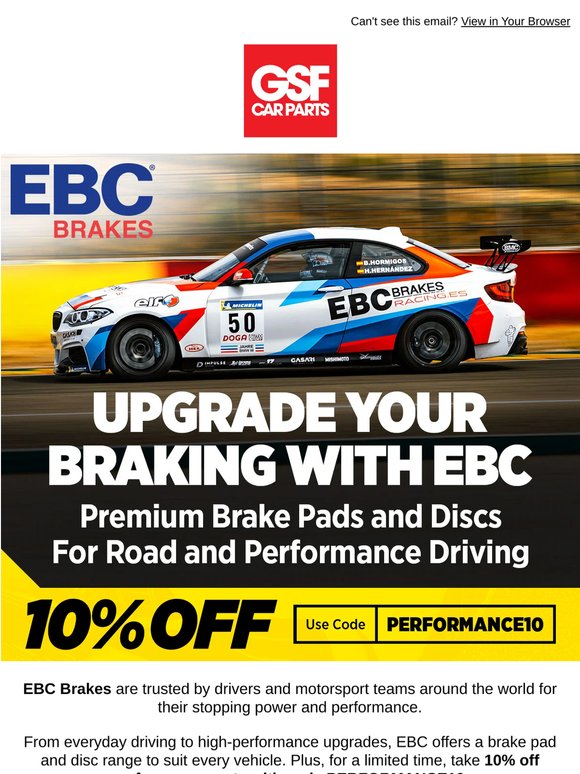 🏁 Save 10% on EBC Performance Brakes