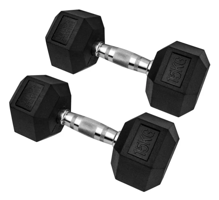 MuscleSquad Hex Rubber Dumbbell Pairs