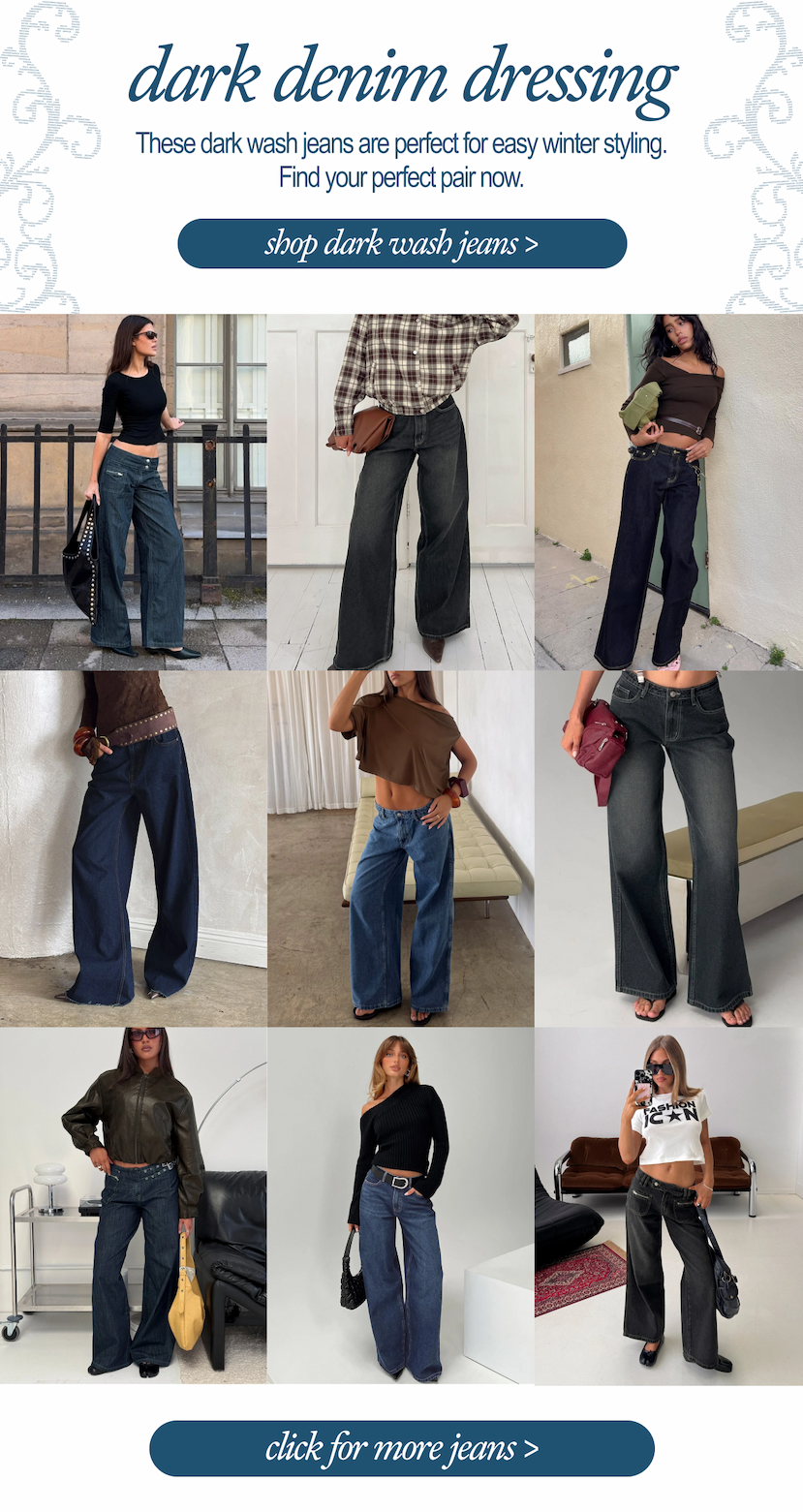 See how we’re styling dark wash jeans for winter >