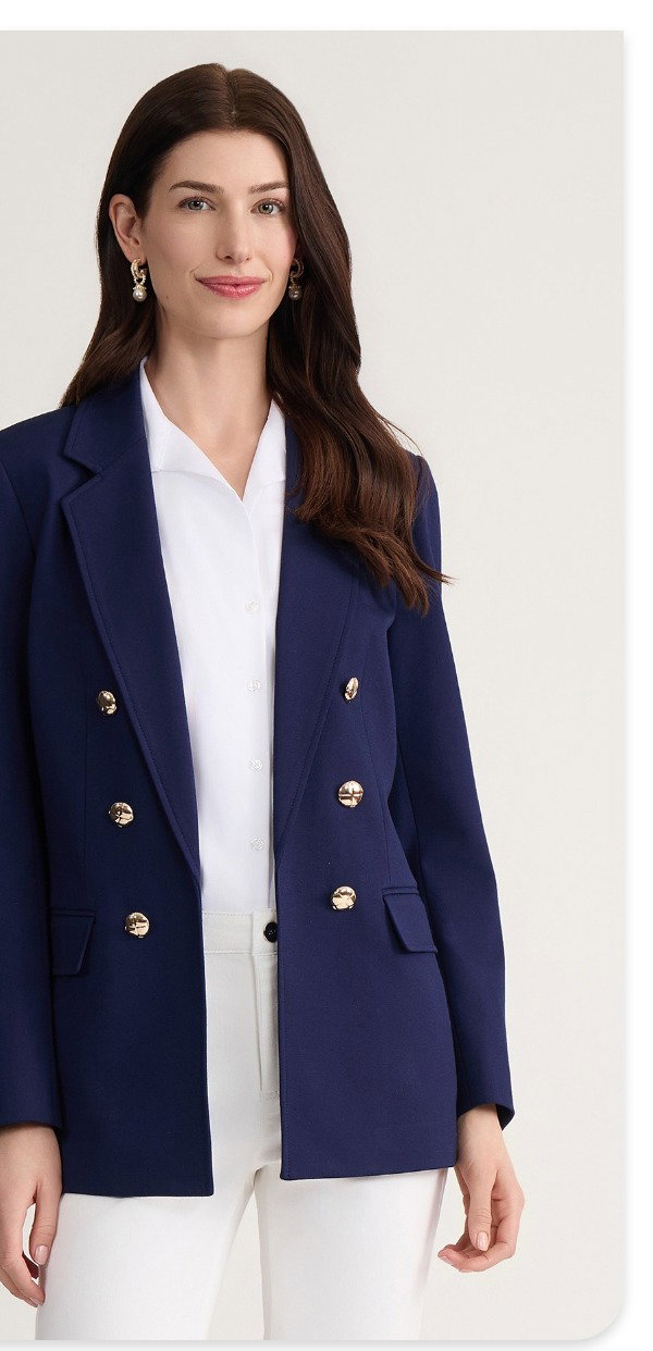 Faux Double Breasted Jacket, Modern Compression