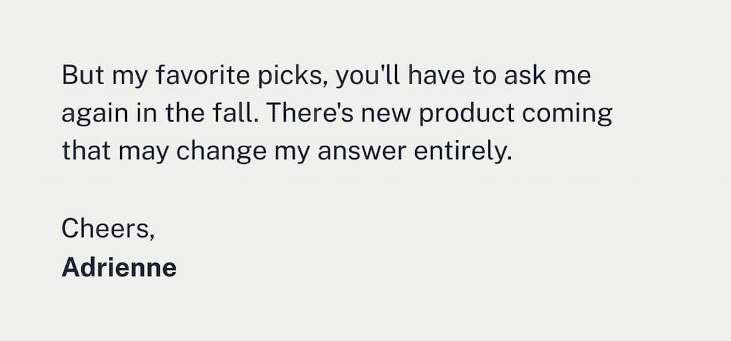 Cheers, Adrienne