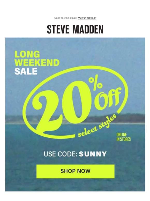 Long Weekends Are For Shopping Sale