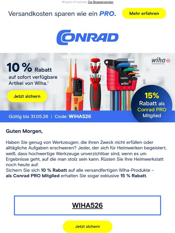 Exklusive Wiha-Aktion: 10 % Rabatt