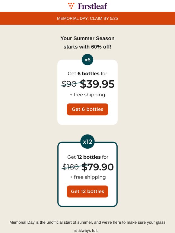 Kick off summer with 60% off 🍷☀️
