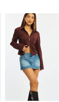 Brown Faux Leather Jacket Long Sleeve