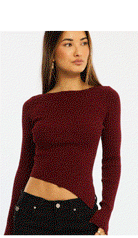 Red Long Sleeve Knit With Side Split