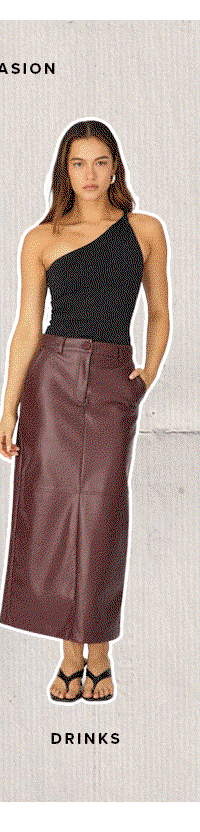 Red Pu Maxi Skirt Pencil Back Slit Faux Leather
