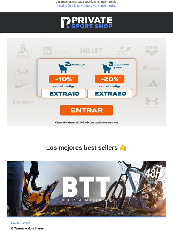 BTT: bicicletas y equipamiento hasta el -71% | Alpinestars, Todo para la caza, Mizuno Running, Oakley...