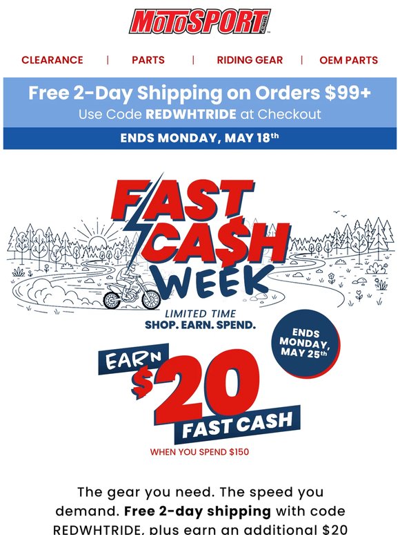 Last day: Free 2-Day + Earn $20 Fast Cash when you spend $150