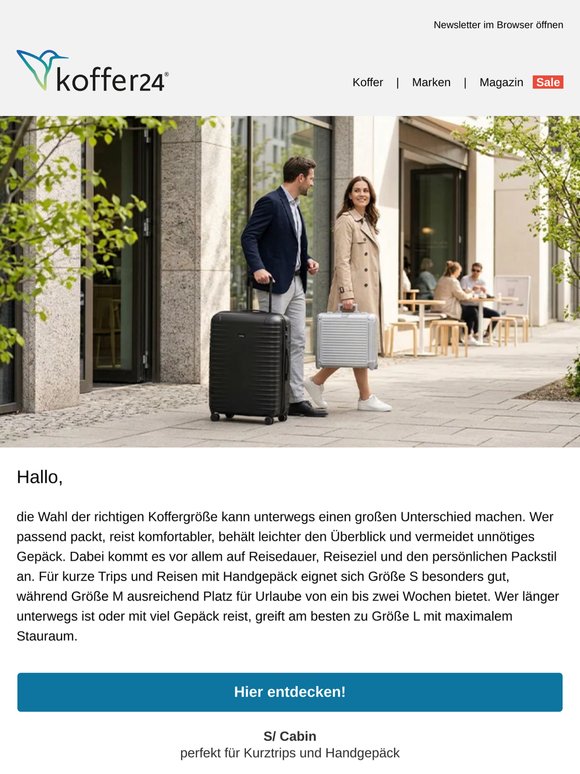 , die perfekte Koffergröße für deinen Urlaub