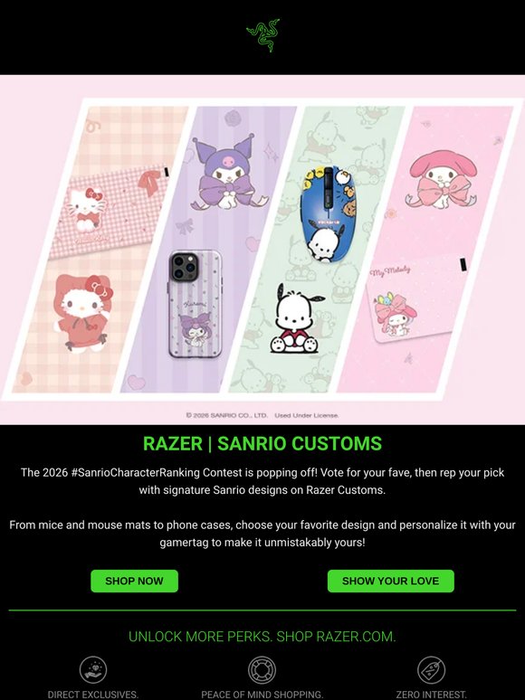 Rep your Sanrio fave with Razer Customs!