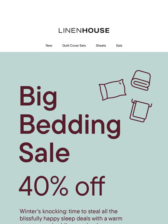 Sweet sleep, —: 40% off bed essentials 😴