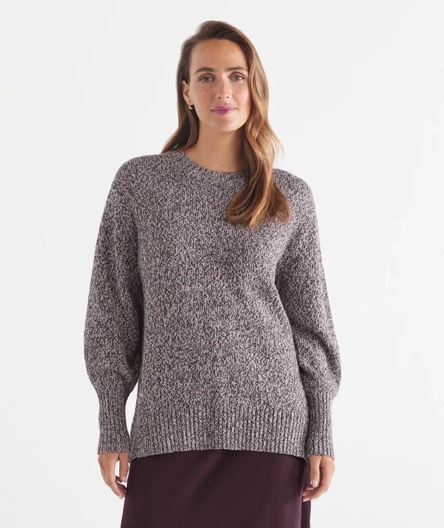 Two-Tone Marled Knit Top
