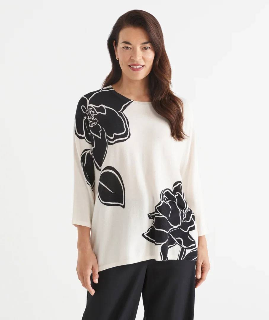 Floral Placement Crew Neck Jumper