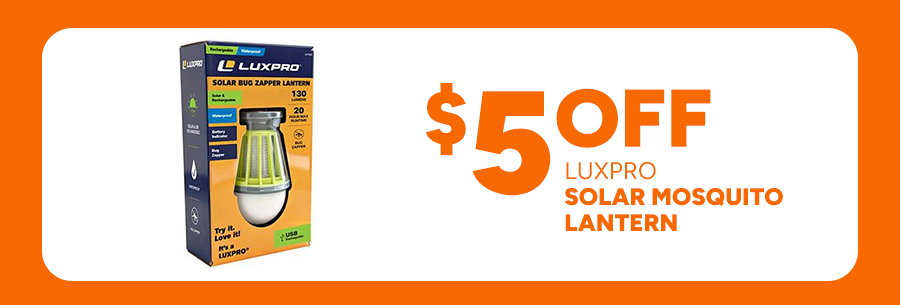 $5 off Luxpro Solar Mosquito Lantern