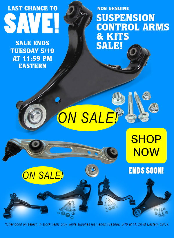 ENDS SOON - Suspension Control Arms On SALE through Tuesday 5/19 at 11:59PM Eastern at RoverParts.com