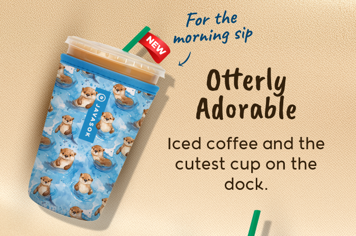 Otterly Adorable iced coffee cup design.