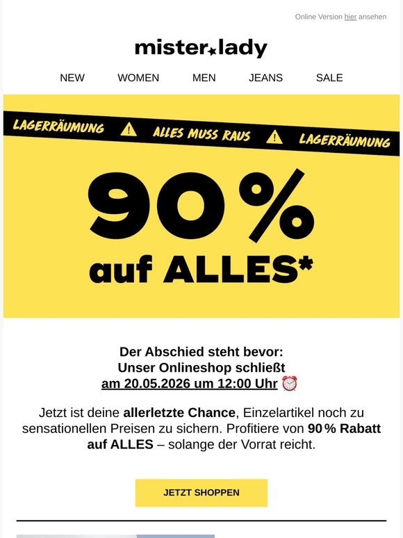 ⏰  Final SALE: 90 % auf ALLES !