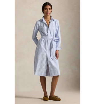 Vestido camisero de oxford de algodón azul