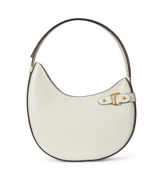 Bolso de hombro Tasha grande de piel blanco roto