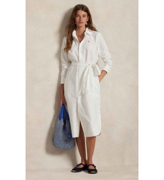 Vestido camisero de algodón con cinturón blanco