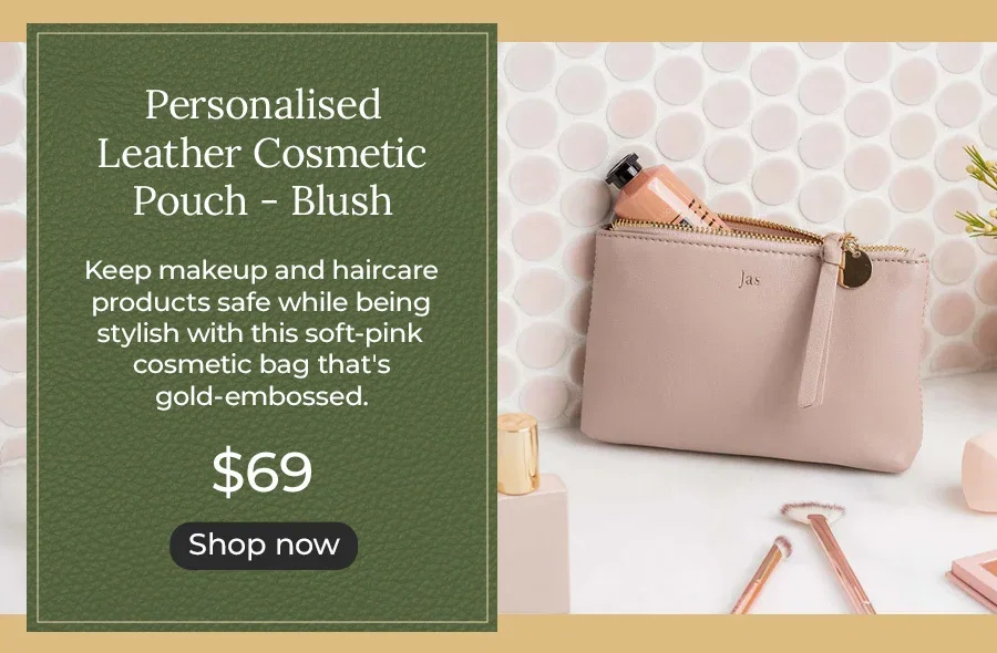 Personalised Leather Cosmetic Pouch - Blush