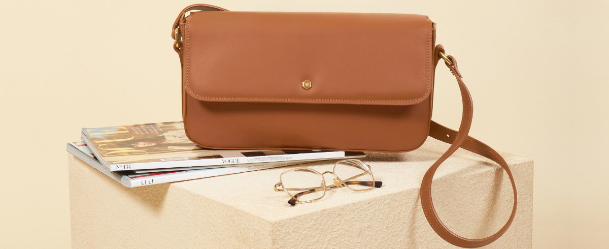 Sac baguette Hortense cuir cognac