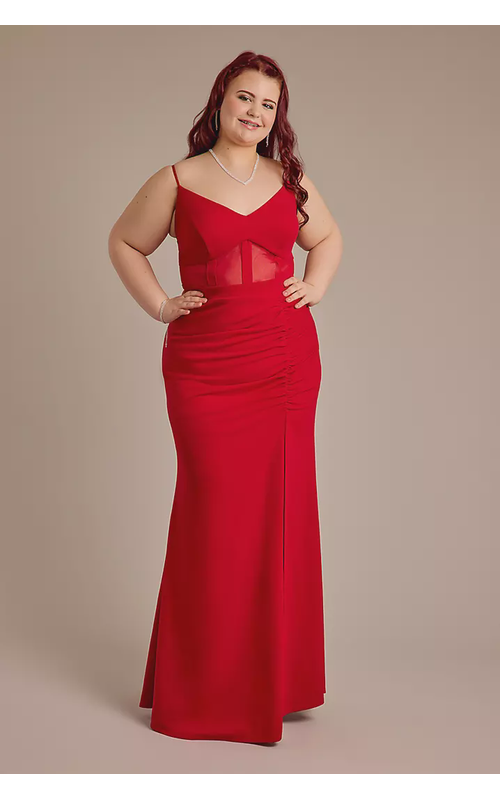 Crepe Corset Sheath Dress with Illusion Bodice