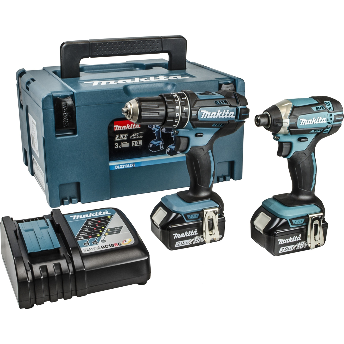Makita DLX2131JX 18V Li-Ion accu klopboor- /schroefmachine (DHP482) & slagschroevendraaier (DTD152) combiset (2x 3.0Ah accu) in Mbox