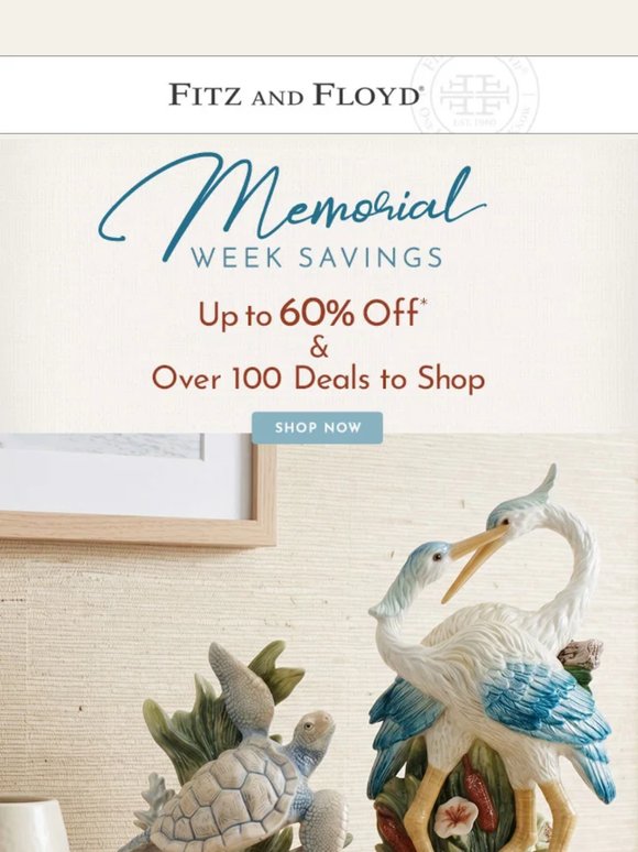 Memorial Week Savings Start Now: Up to 60% Off