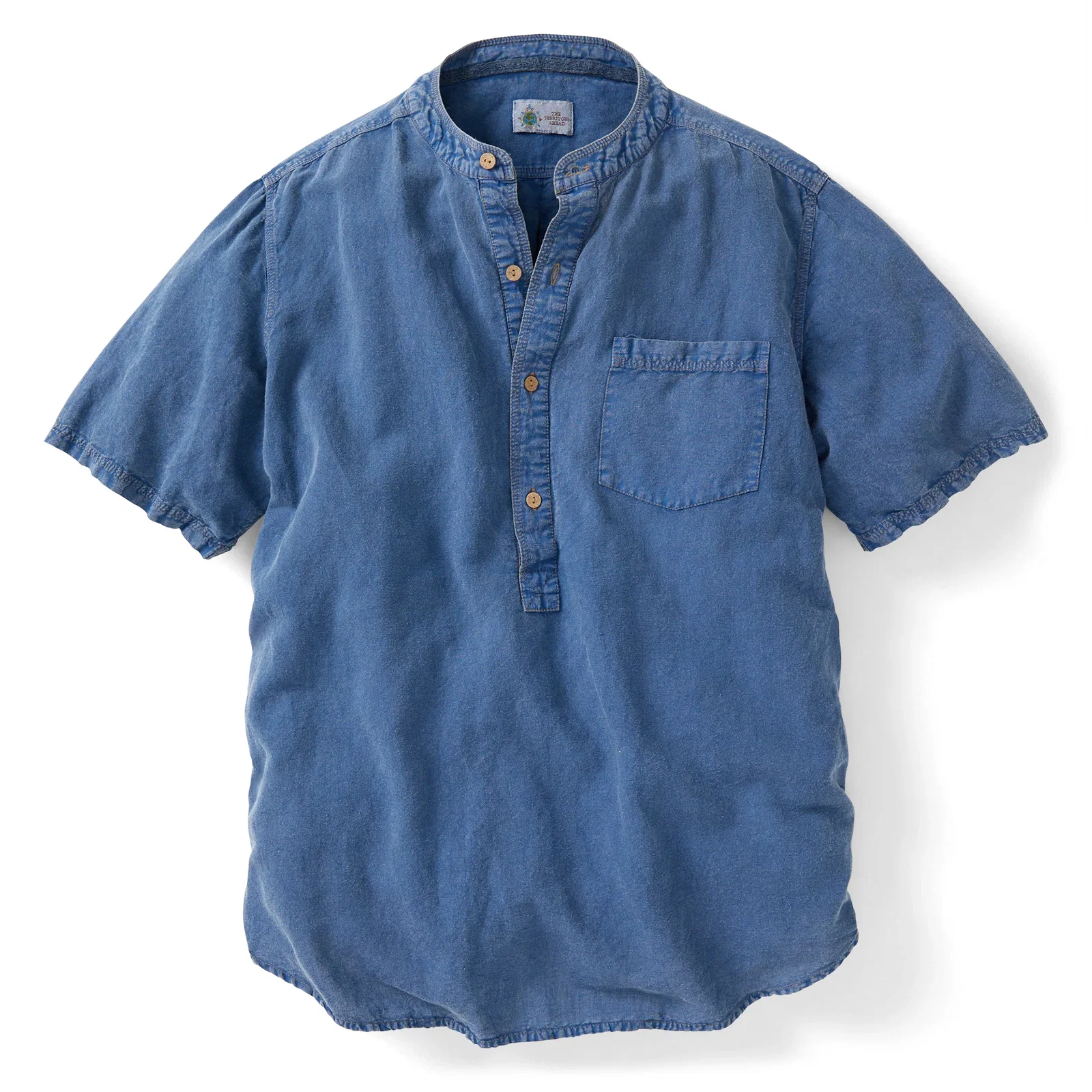 Image of Beachwashed Linen-Cotton Band Collar Shirt