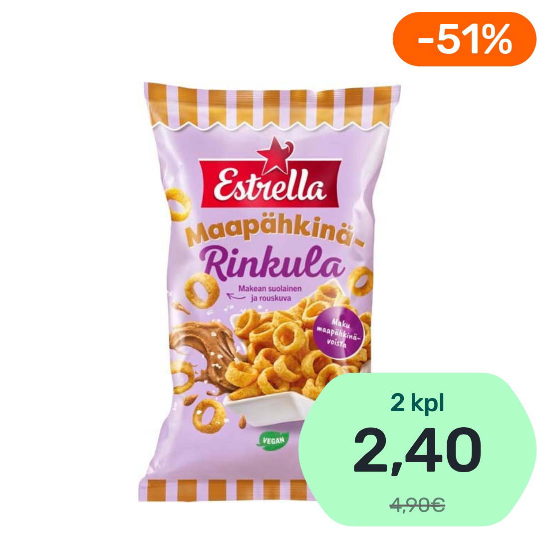 Estrella Maapähkinärinkula maissisnacks 175g