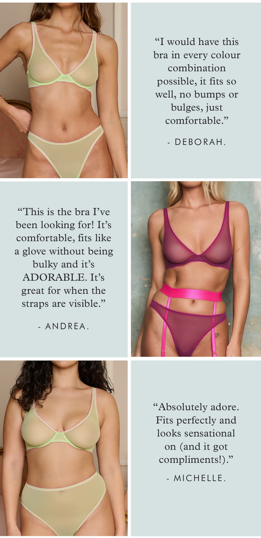 an image of a woman in a pink bra top with a message