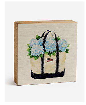 Hydrangea Flag Boat Tote Block Sign