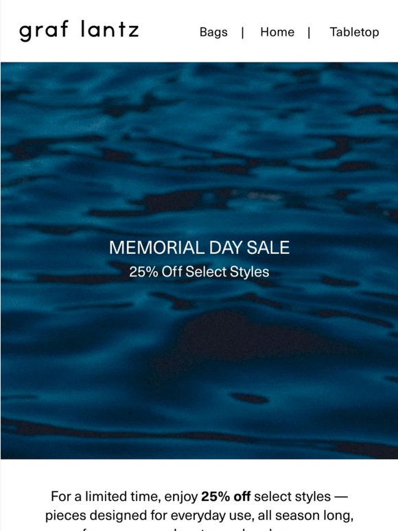 Memorial Day Sale: 25% Off Select Styles