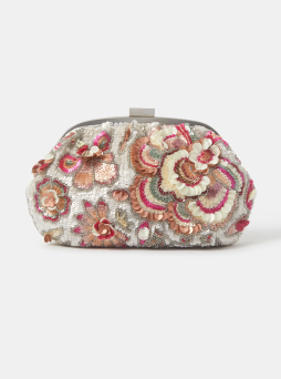 Floral Sequin Clutch Bag